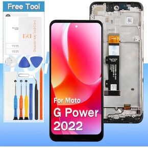 Screen Replacement for Motorola Moto G Power 2022 XT2165-5 XT2165DL XT2165-3 6.5" LCD Display Touch Digitizer Assembly with Tools (Black with Frame)