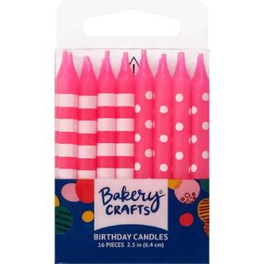 Stripes & Polka Dots Birthday Cake Candles (Pink)