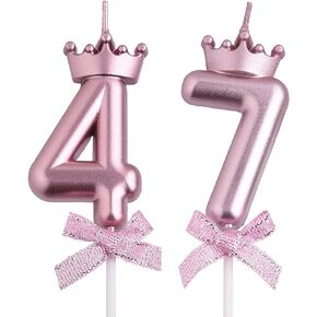 47th 74th Birthday Candles, Gold 74 47 Year Old Number Birthday Candles, Happy Birthday Party Cake Topper Decoration Gifts for Women Men