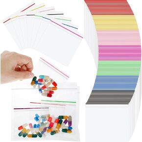 Fulmoon 140 Pcs Pill Pouch Bags Set Color Line Printing 7 Colors Classification Zipper Press Storage Bag Reusable Medicine Organizer Self Sealing Bag Travel Plastic Pill Bags for Small Items Storage