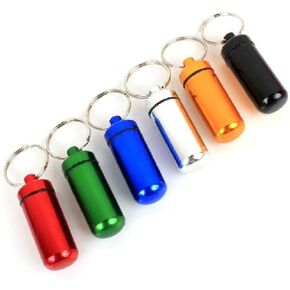 Onwon Waterproof Aluminum Pill Box Case Bottle Cache Drug Holder Keychain Container 6 Pcs,6 Color