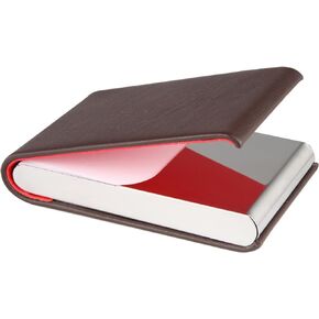 Business Card Holder-Stainless Steel Leather Card Holder, Card Holder for Women & Men, Professional Bussin Card Holder, Touch Magnetic Case, Suitable for Note Card, Business Card, Credit Card (Black)