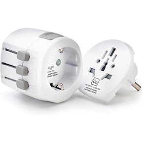 محول Go Travel Worldwide + USB، محول سفر عالمي للأجهزة الكهربائية الصغيرة، محول قابس مؤرض مع منافذ USB مزدوجة، أساسيات السفر للسفر حول العالم in Kuwait