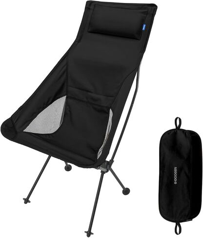 كراسي تخييم مدمجة عالية الظهر، كرسي ظهر خفيف الوزن مع مسند للرأس، كرسي محمول قابل للطي للتخييم، المشي لمسافات طويلة، النزهة، الشاطئ، السفر (بيج) in Kuwait