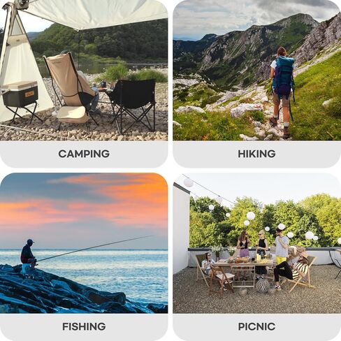 كراسي تخييم مدمجة عالية الظهر، كرسي ظهر خفيف الوزن مع مسند للرأس، كرسي محمول قابل للطي للتخييم، المشي لمسافات طويلة، النزهة، الشاطئ، السفر (بيج) in Kuwait