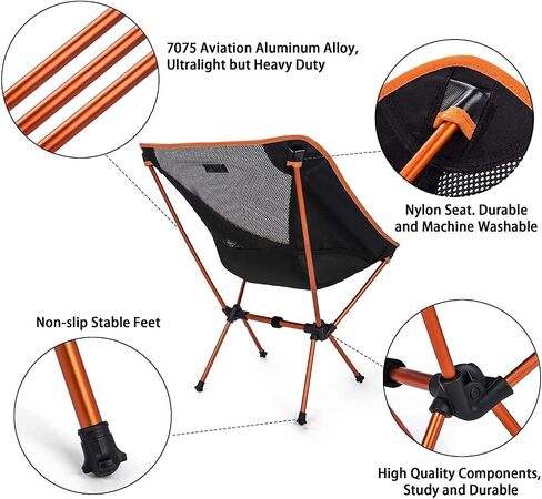 Folding Camping Chair for Adults,Camp Chair, Ultralight Portable Camping Chairs -Aircraft Grade Aluminum-Carry Bag & Shoulder Strap Included in Saudi Arabia
