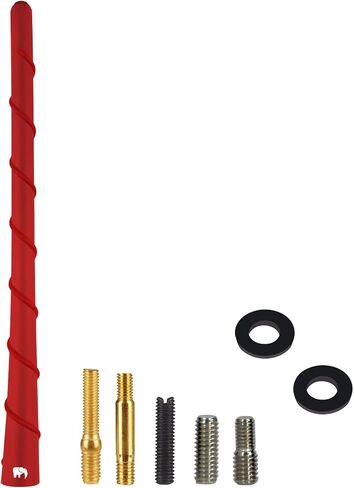8" inch Spiral Flexible Antenna, Compatible with Nissan - Frontier (1998-2021), Titan (2004-2023), Rogue (2008-2021), Pathfinder (2013-2019) - Designed for Optimized FM/AM Reception (Red) in Saudi Arabia