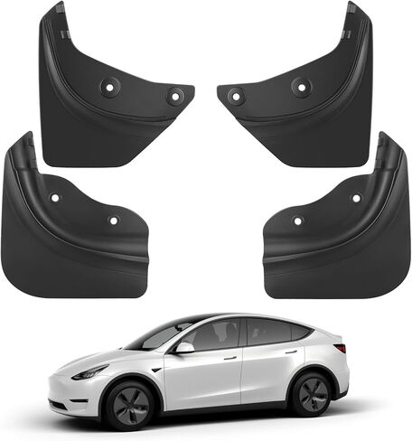 اللوحات الطينية لطراز Tesla Y 2023 2022 2021 واقيات رذاذ السيارة، ملحقات حماية الطين لجسم السيارة والطلاء لطراز Tesla Y - مجموعة من 4 in Kuwait