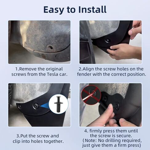اللوحات الطينية لطراز Tesla Y 2023 2022 2021 واقيات رذاذ السيارة، ملحقات حماية الطين لجسم السيارة والطلاء لطراز Tesla Y - مجموعة من 4 in Kuwait