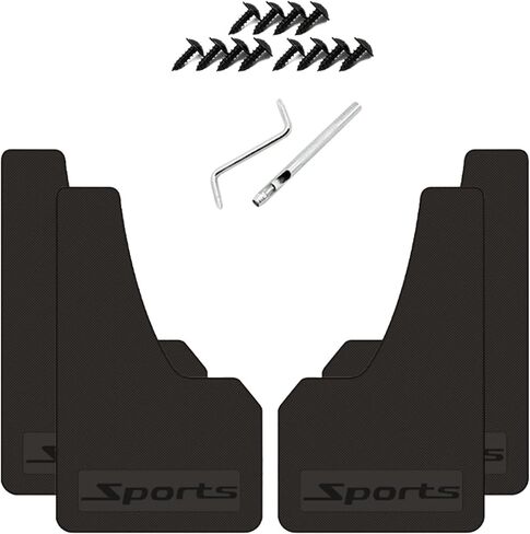 KEYOOG 4 Pcs Plus Size Universal Widening Automobile Mud Flap, Splash Guard, Fit for Pickup, Truck, Large Van, Soft Mud Guard of Sediment Resistant, 20 in/ 12 in/ 0.2 in,Black Sports in Saudi Arabia