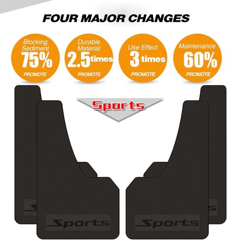 KEYOOG 4 Pcs Plus Size Universal Widening Automobile Mud Flap, Splash Guard, Fit for Pickup, Truck, Large Van, Soft Mud Guard of Sediment Resistant, 20 in/ 12 in/ 0.2 in,Black Sports in Saudi Arabia