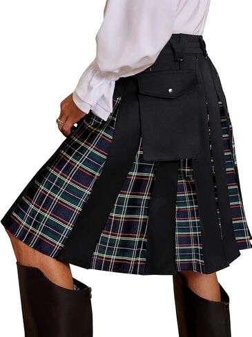 Runcati Mens Utility Kilt Scottish Tartan Apparel Highland Pleated Royal Stewart Costume Kilts with Cargo Pockets in Saudi Arabia