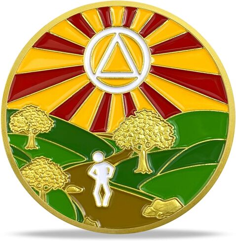 1 Year Sobriety Chip Gold Plated Sunlight AA Medallion Coin Sober Anniversary Token Sobriety Gifts for Men Women in Recovery in Saudi Arabia