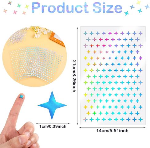 Giantree 1650Pcs Self-Adhesive Star Stickers, Small Stars Stickers for Kids Reward Chart Laser Star Stickers Cute Watercolor Star Stickers for Home DIY Office Classroom Reward (Four-pointed Star) in Saudi Arabia
