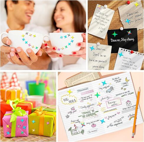 Giantree 1650Pcs Self-Adhesive Star Stickers, Small Stars Stickers for Kids Reward Chart Laser Star Stickers Cute Watercolor Star Stickers for Home DIY Office Classroom Reward (Four-pointed Star) in Saudi Arabia