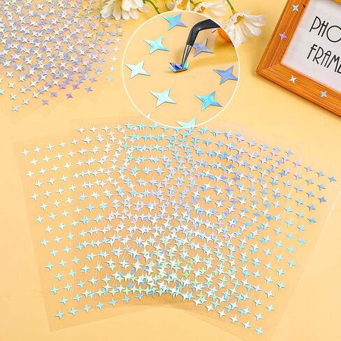 Giantree 1650Pcs Self-Adhesive Star Stickers, Small Stars Stickers for Kids Reward Chart Laser Star Stickers Cute Watercolor Star Stickers for Home DIY Office Classroom Reward (Four-pointed Star) in Saudi Arabia