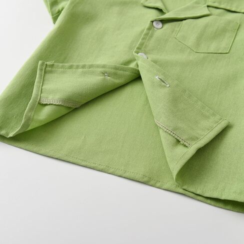 Feidoog Baby Boys Cotton Linen Shorts Set Boys Button-down Short Sleeve Shirt Tops and Elastic Waist Shorts Outfit Clothes in Saudi Arabia