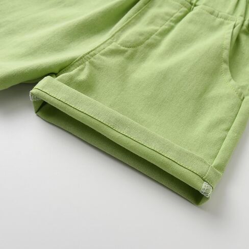 Feidoog Baby Boys Cotton Linen Shorts Set Boys Button-down Short Sleeve Shirt Tops and Elastic Waist Shorts Outfit Clothes in Saudi Arabia