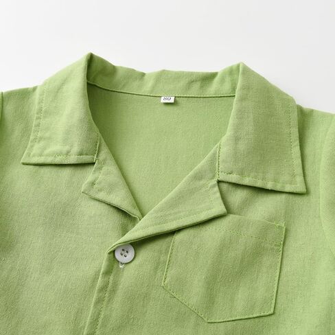 Feidoog Baby Boys Cotton Linen Shorts Set Boys Button-down Short Sleeve Shirt Tops and Elastic Waist Shorts Outfit Clothes in Saudi Arabia