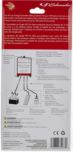 شوماخر SPC-7A جهاز التحكم بالشحن بالطاقة الشمسية 12 فولت - لبطاريات الرصاص الحمضية والألواح الشمسية - أسود in Kuwait
