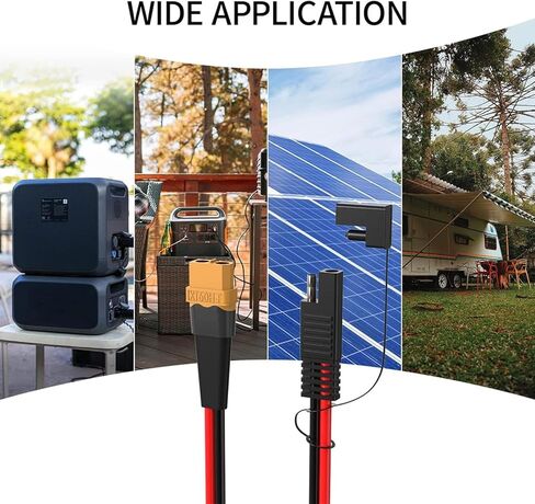 كابل تمديد موصل 10AWG XT60 إلى SAE مع محول عكس قطبية SAE لمولد الطاقة الشمسية المحمول لمحطة الطاقة الشمسية (2FT) in Kuwait