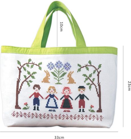 JEAN Xiu Crafts Counted Cross Stitch Kit - Tulip Magnolia | 2860201 | Finish Size 28'' x 16.1'' Hand Bag 14CT Count Aida 13 Colors for Beginners Hand Making Crafts Perfect Housewarming Gift in Saudi Arabia