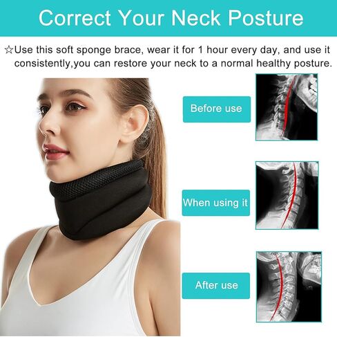 Neck Brace for Neck Pain and Support, Soft Foam Cervical Collar for Sleeping, Adjustable Neck Collar Support Brace for Wraps Alignment and Stabilize, Women & Men Cervical Spine Pressure Relief (M) in Saudi Arabia