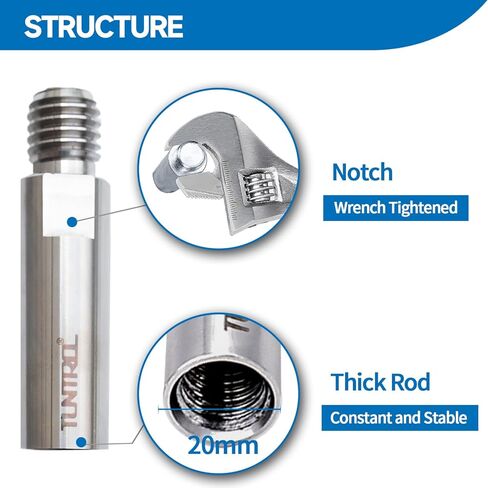 S-Steel 5/8"-11 مجموعة عمود تمديد دوار، 5" و3" موسع قضيب التوصيل لتلميع السيارة، مطحنة الزوايا، لوحة الدعم in Kuwait
