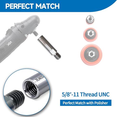 S-Steel 5/8"-11 مجموعة عمود تمديد دوار، 5" و3" موسع قضيب التوصيل لتلميع السيارة، مطحنة الزوايا، لوحة الدعم in Kuwait