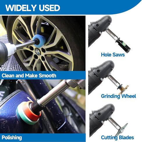 S-Steel 5/8"-11 مجموعة عمود تمديد دوار، 5" و3" موسع قضيب التوصيل لتلميع السيارة، مطحنة الزوايا، لوحة الدعم in Kuwait