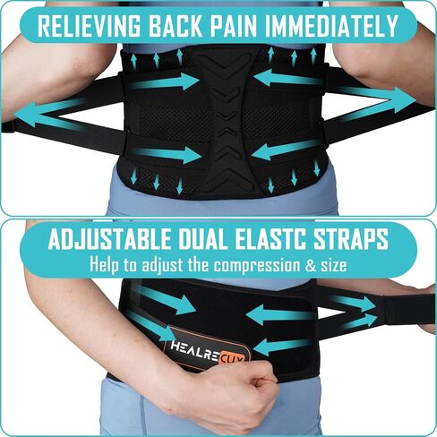 Back Brace for Lower Back Pain Relief with 7 Stays, Back Support Belt with Adjustable Straps, Lumbar Support Belt for Men Women Herniated Disc,Sciatica,Scoliosis XL(Waist:41.3''-53.1'') in Saudi Arabia