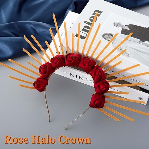 Aceorna الأزهار هالة تاج أمة الله آلهة خوذة زهرة الورد التيجان الرمز البريدي التعادل مسنبل هالة تيارا زي غطاء الرأس الذهب لحفلة موسيقية تأثيري in Kuwait