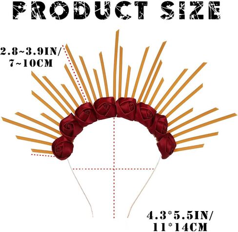 Aceorna الأزهار هالة تاج أمة الله آلهة خوذة زهرة الورد التيجان الرمز البريدي التعادل مسنبل هالة تيارا زي غطاء الرأس الذهب لحفلة موسيقية تأثيري in Kuwait