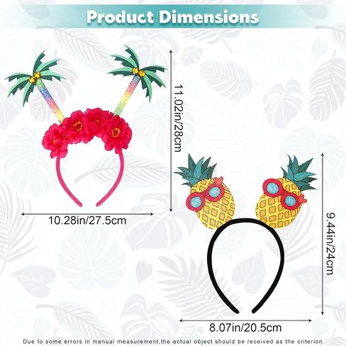 2 حزمة الأناناس عقال شجرة النخيل عقال هاواي عقال الأناناس هاواي وشجرة النخيل رئيس boppers للنساء الصيف حزب هاواي عقال الحزب in Kuwait