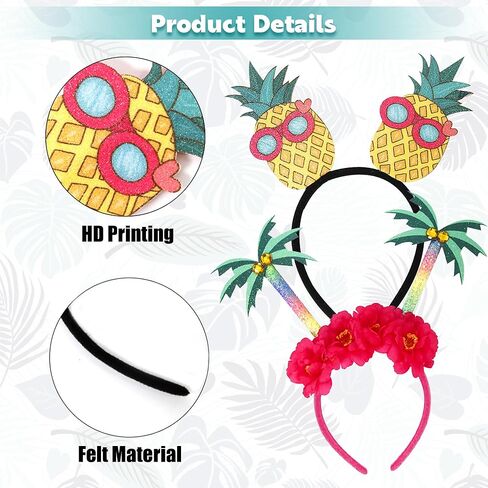 2 حزمة الأناناس عقال شجرة النخيل عقال هاواي عقال الأناناس هاواي وشجرة النخيل رئيس boppers للنساء الصيف حزب هاواي عقال الحزب in Kuwait