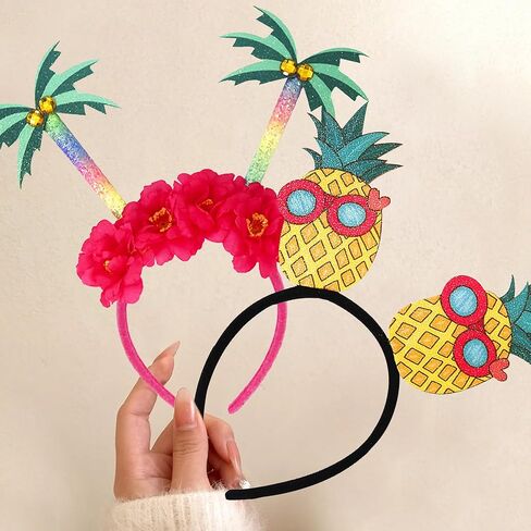 2 حزمة الأناناس عقال شجرة النخيل عقال هاواي عقال الأناناس هاواي وشجرة النخيل رئيس boppers للنساء الصيف حزب هاواي عقال الحزب in Kuwait