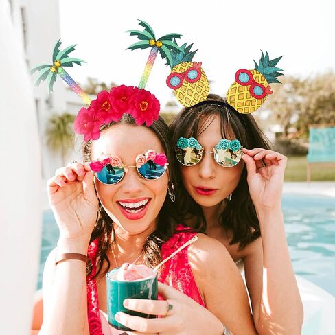 2 حزمة الأناناس عقال شجرة النخيل عقال هاواي عقال الأناناس هاواي وشجرة النخيل رئيس boppers للنساء الصيف حزب هاواي عقال الحزب in Kuwait