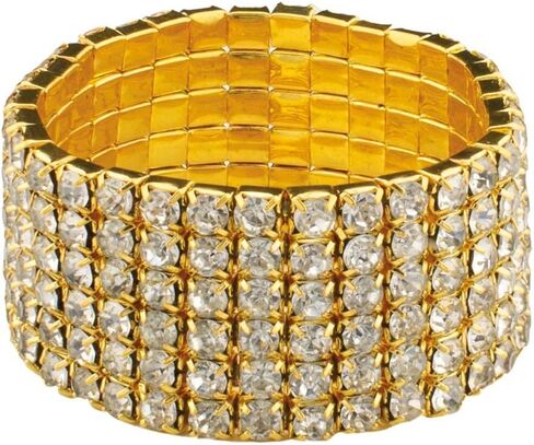 Elastic Napkin Ring, Sparkling Glass Rhinestones, for Cloth Napkins, Elegant Formal Dining Table Setting, Event, Wedding, Charcoal, 2", Set of 4 in Kuwait