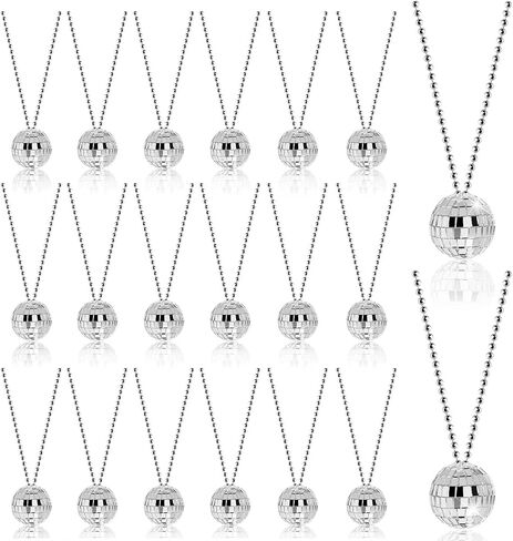 Mini Disco Ball Necklaces, Mirror Disco Ball Costume Party Necklaces Pendants Bead Jewelry Disco Decoration for Christmas Halloween Clothing Accessories Dance Supplies By Rely2016 in Saudi Arabia
