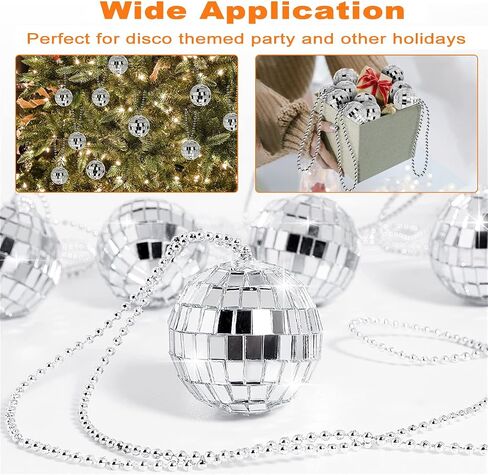 Mini Disco Ball Necklaces, Mirror Disco Ball Costume Party Necklaces Pendants Bead Jewelry Disco Decoration for Christmas Halloween Clothing Accessories Dance Supplies By Rely2016 in Saudi Arabia
