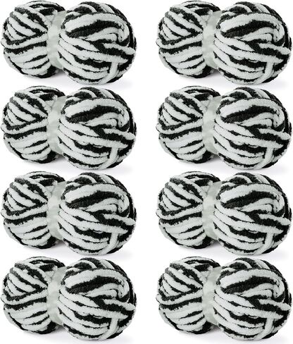 HOMBYS Bulky Fulffy Chunky Chenille Yarn for Hand Knitting,Soft Lightweight Large Thick Jumbo Yarn for Chunky Blanket,8 Pack,White & Khaki(253.6 yds,64 oz) in Saudi Arabia