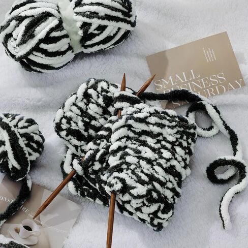 HOMBYS Bulky Fulffy Chunky Chenille Yarn for Hand Knitting,Soft Lightweight Large Thick Jumbo Yarn for Chunky Blanket,8 Pack,White & Khaki(253.6 yds,64 oz) in Saudi Arabia