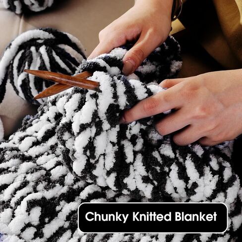 HOMBYS Bulky Fulffy Chunky Chenille Yarn for Hand Knitting,Soft Lightweight Large Thick Jumbo Yarn for Chunky Blanket,8 Pack,White & Khaki(253.6 yds,64 oz) in Saudi Arabia