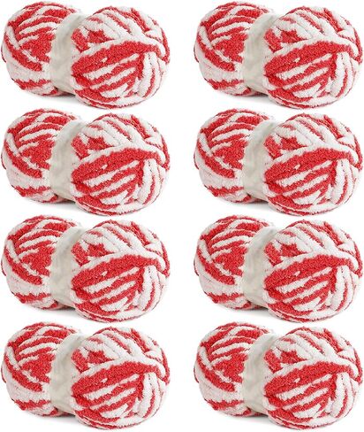 HOMBYS Bulky Fulffy Chunky Chenille Yarn for Hand Knitting,Soft Lightweight Large Thick Jumbo Yarn for Chunky Blanket,8 Pack,White & Khaki(253.6 yds,64 oz) in Saudi Arabia
