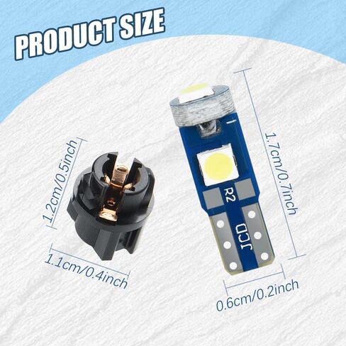 Dash Light Bulbs, T5 37 74 PC74 PC37 LED Bulbs with Twist Lock Socket, 3030-3SMD Chips Super Bright Universal for Instrument Cluster Dashboard Panel Gauge Indicator (Ice blue, 10pcs) in Kuwait