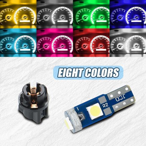 Dash Light Bulbs, T5 37 74 PC74 PC37 LED Bulbs with Twist Lock Socket, 3030-3SMD Chips Super Bright Universal for Instrument Cluster Dashboard Panel Gauge Indicator (Ice blue, 10pcs) in Kuwait