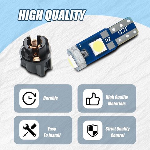 Dash Light Bulbs, T5 37 74 PC74 PC37 LED Bulbs with Twist Lock Socket, 3030-3SMD Chips Super Bright Universal for Instrument Cluster Dashboard Panel Gauge Indicator (Ice blue, 10pcs) in Kuwait
