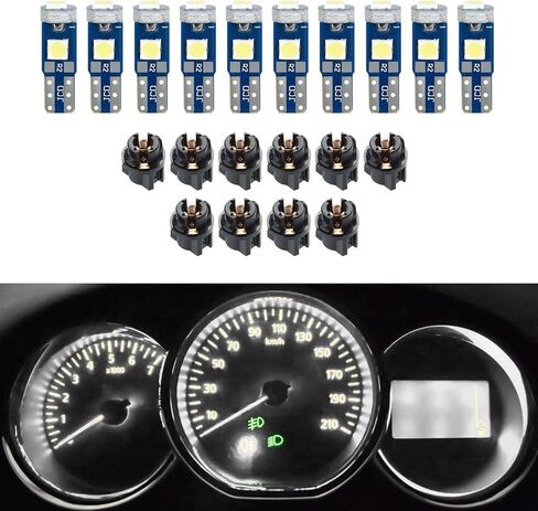 Dash Light Bulbs, T5 37 74 PC74 PC37 LED Bulbs with Twist Lock Socket, 3030-3SMD Chips Super Bright Universal for Instrument Cluster Dashboard Panel Gauge Indicator (Ice blue, 10pcs) in Kuwait