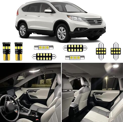 10 قطعة الأبيض CR-V الداخلية LED أضواء أطقم ل 2007 2008 2009 2010 2011 2012 هوندا CRV 6000K السوبر مشرق الأبيض الداخلية لمبات LED حزمة + أداة التثبيت in Kuwait