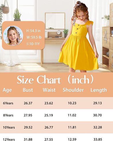 21KIDS Girl's Summer Tie Back Dress Kids Elegant Ruffle Sleeve Casual Dress with Pockets 6-12 Years in Saudi Arabia